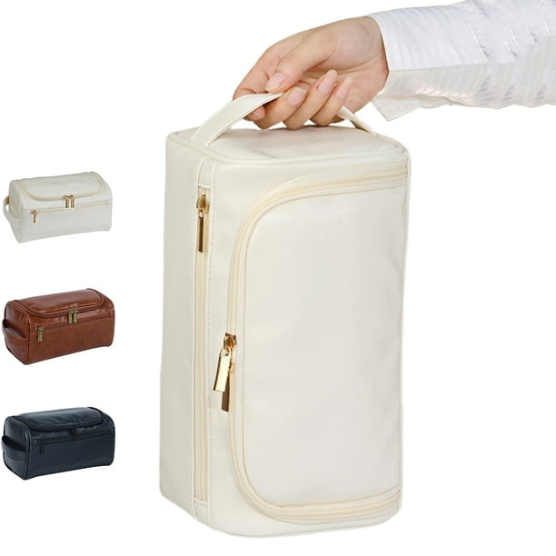 Toiletry Bag for Men Large Travel Shaving Dopp Kit Water resistant Bathroom Toiletries Organizer PU Leather Cosmetic Bags Beige Walmart Business Supplies