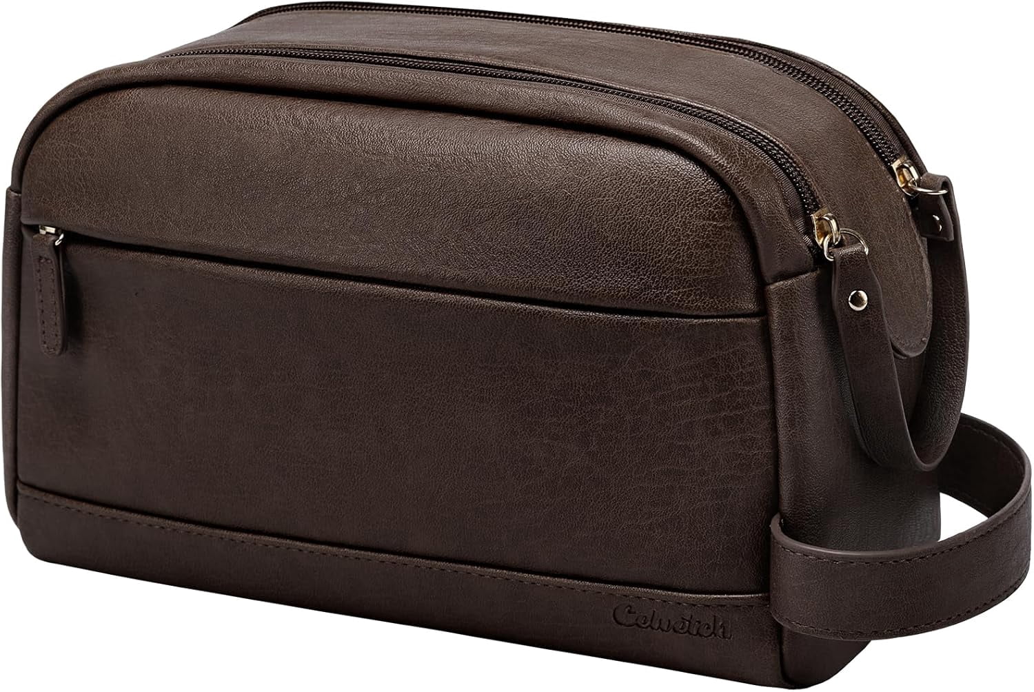 PU Leather Toiletry Bag for Men - Water Resistant Travel Bag for Toiletries, Bathroom Essentials, Accessories - Black