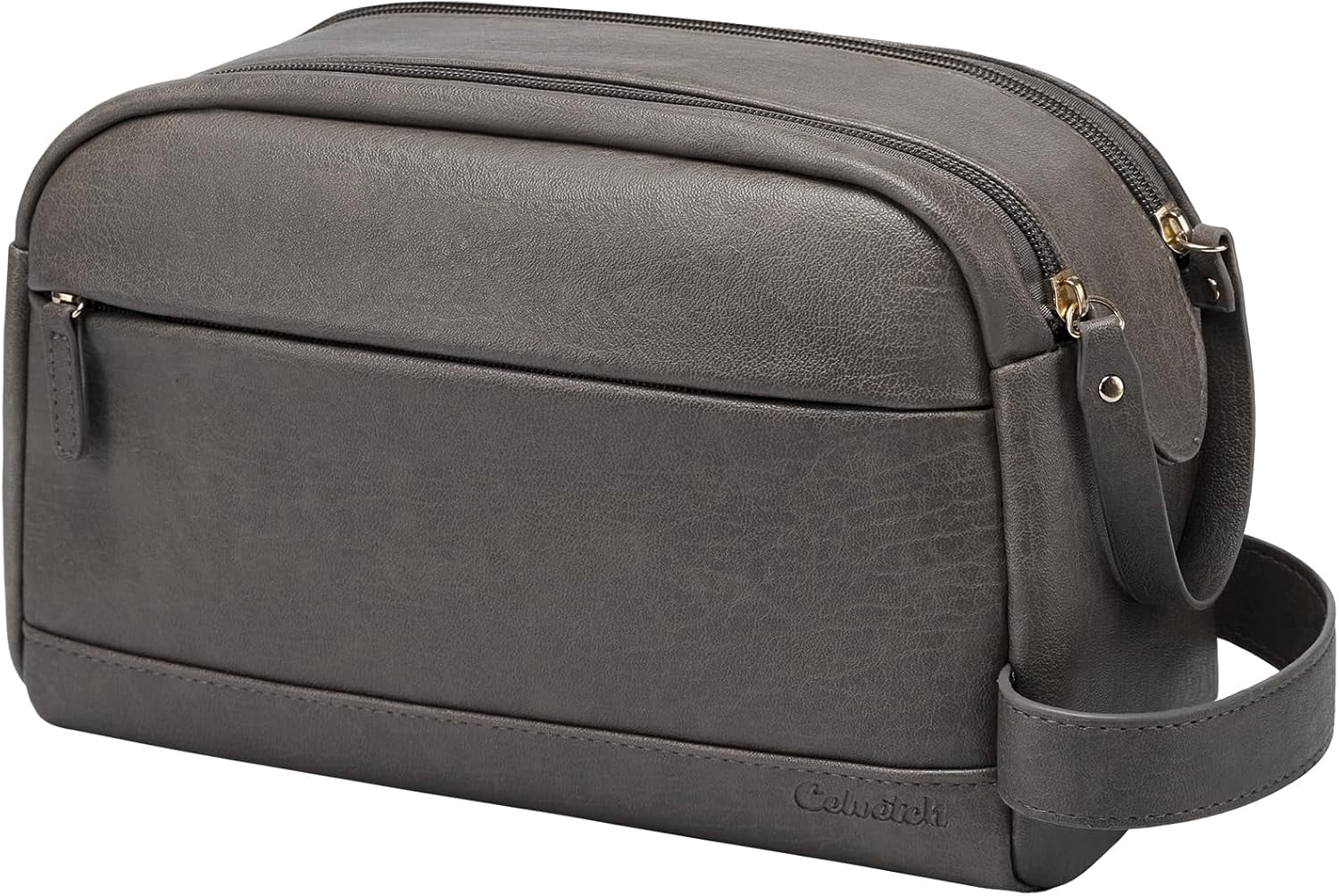 PU Leather Toiletry Bag for Men - Water Resistant Travel Bag for Toiletries, Bathroom Essentials, Accessories - Black