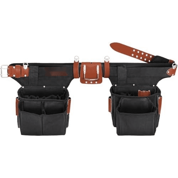 PU Leather Tool Belt, 23 Pockets Work Tools Bag Belts for Men Heavy Duty Waist Tool Pouch Belt for Electrician, Construction, Carpenter, Framers$$