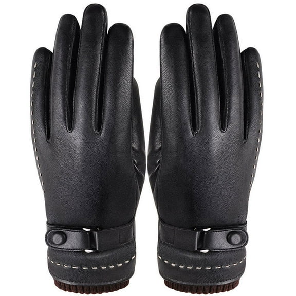 PU Leather Touchscreen Gloves Driving Gloves Winter Warm Keeping Wind Proof Water-proof Gloves for Women Girls (Black)
