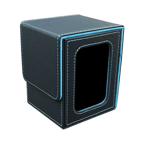 PU Leather Trading Card Storage Box Organizer for Cards and Sports Collections, Card Deck Box with Commander Display Holds Double Sleeved Cards, Trading Card Game Accessories for Collectors