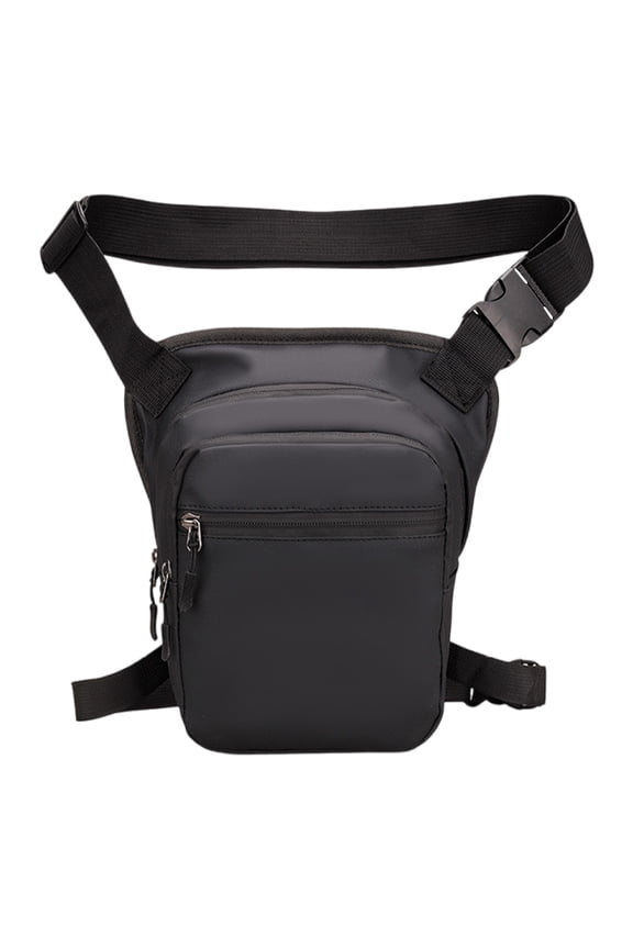 PU Leather Travel Chest Bag Breathable Riding Thigh Pouch Lightweight Multi-Function Fanny Pack for Hiking Camping Sport (Black)