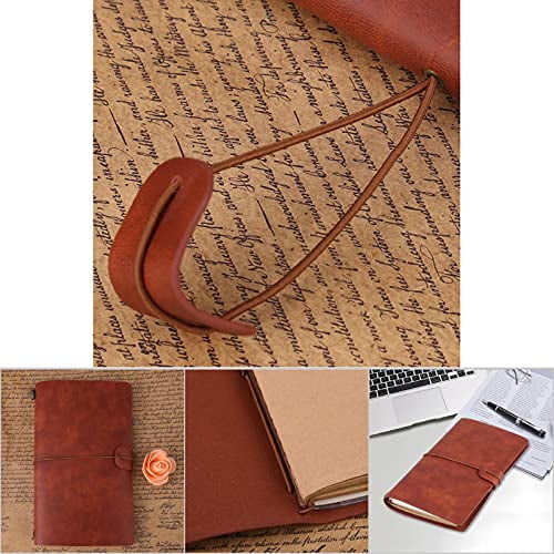 PU Leather Travel Diary Notebook, Classic Personalized Journal Diary Refillable Notepad for Men and Women(Brown)