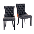 thumbnail image 1 of PU Leather and Velvet Dining Chairs, Upholstered Dining Room Chairs with Ring Pull Trim & Button Back, Luxury Tufted Dining Chairs for Living Room, Bedroom, Kitchen(Black+Orange Set of 2), 1 of 10