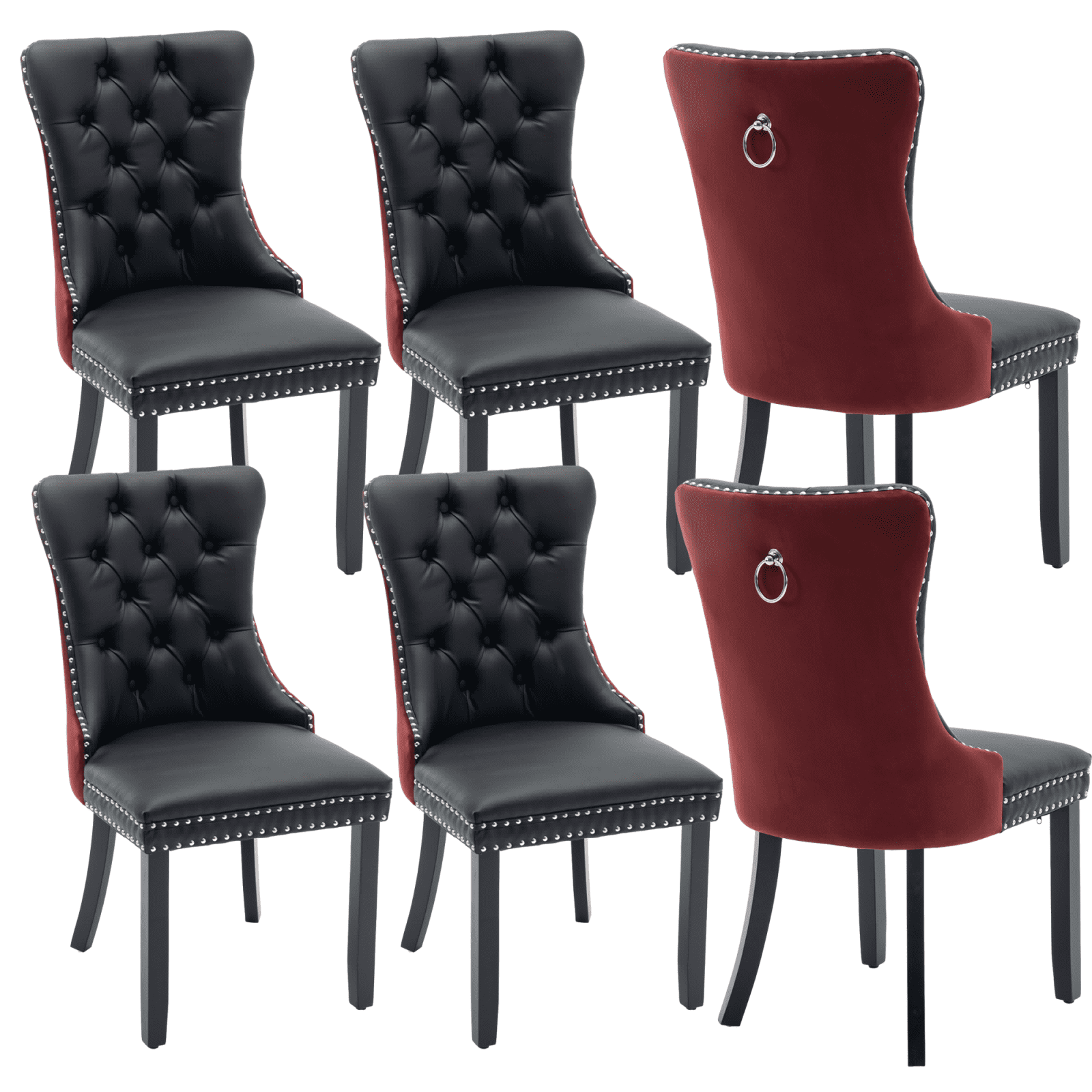 PU Leather and Velvet Dining Chairs, Upholstered Dining Room Chairs ...