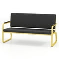 thumbnail image 1 of PU Leather Waiting Room Chair Guest Reception Seating Bench for Barber Shop,Beauty Salon,Office(Black & Gold), 1 of 14