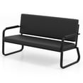 thumbnail image 1 of PU Leather Waiting Room Chair Guest Reception Seating Bench for Barber Shop,Beauty Salon,Office(Black), 1 of 16