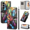 thumbnail image 1 of PU Leather Wallet Case for Samsung Galaxy A15 with Pattern Design, Built in Kickstand Card Slots Wrist Strap Drop Protective Phone Cover for Samsung Galaxy A15, A, 1 of 6