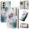 thumbnail image 1 of PU Leather Wallet Case for Samsung Galaxy A37 with Pattern Design, Built in Kickstand Card Slots Wrist Strap Drop Protective Phone Cover for Samsung Galaxy A37, C, 1 of 6
