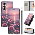 thumbnail image 1 of PU Leather Wallet Case for Samsung Galaxy A37 with Pattern Design, Built in Kickstand Card Slots Wrist Strap Drop Protective Phone Cover for Samsung Galaxy A37, F, 1 of 6