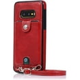 thumbnail image 1 of PU Leather Wallet Case for Samsung Galaxy S10e Necklace Lanyard Case Cover with Card Holder Adjustable Detachable Anti-Lost Neck Strap Case for Samsung Galaxy S10e,Red, 1 of 13