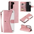 thumbnail image 1 of PU Leather Wallet Case for Samsung Galaxy S22, Detachable Wrist Hand Strap Magnetic Folio Purse Cover with Card Holder Flip Kickstand Full Body Shockproof Phone Case for Samsung Galaxy S22, Pink, 1 of 6