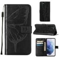 thumbnail image 1 of PU Leather Wallet Case for Samsung Galaxy S22 Plus 6.6 Inch, Butterfly Flower Pattern Soft TPU Wrist Strap Shockproof Flip Cover with Card Slots Magnetic Clasp Stand Bracket Folio Phone Case,Black, 1 of 10