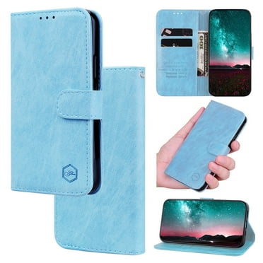 PU Leather Wallet Case for Samsung Galaxy S23 FE, Classic Phone Case with Viewing Stand and 2 Card Holder Magnetic Buckle Shockproof Flip Case Cover for Men Women for S23 FE, Lightblue