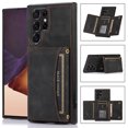 thumbnail image 1 of PU Leather Wallet Case for Samsung Galaxy S24 Ultra, with Credit Card Holder Cash Pocket Kickstand Matte Shockproof Business Vintage Magnetic Buttons Case Cover for Samsung Galaxy S24 Ultra, Black, 1 of 6