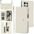 thumbnail image 1 of PU Leather Wallet Case for Samsung Galaxy S25 Ultra, Wrist Strap + Shoulder Strap, Multiple Card Slots Folio Purse, PU Leather Stand RFID Blocking Phone Cover for Samsung Galaxy S25 Ultra,White, 1 of 9
