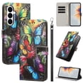 thumbnail image 1 of PU Leather Wallet Case for Samsung Galaxy S26 with Pattern Design, Built in Kickstand Card Slots Wrist Strap Drop Protective Phone Cover for Samsung Galaxy S26, A, 1 of 6