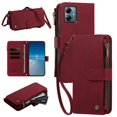 thumbnail image 1 of PU Leather Wallet Case for Motorola Moto G Power 2025/2026 6.8",9-Card Holder, Zipper Bills Slot, Magnetic Shoulder Strap & Wristlet Cover,Wine Red, 1 of 10