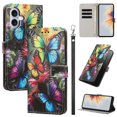 thumbnail image 1 of PU Leather Wallet Case for iPhone 17 with Pattern Design, Built in Kickstand Card Slots Wrist Strap Drop Protective Phone Cover for iPhone 17, A, 1 of 6