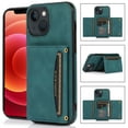 thumbnail image 1 of PU Leather Wallet Case for iPhone 13, with Credit Card Holder Cash Pocket Kickstand Matte Shockproof Business Vintage Magnetic Buttons Case Cover for iPhone 13, Blue, 1 of 6