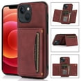 thumbnail image 1 of PU Leather Wallet Case for iPhone 15, with Credit Card Holder Cash Pocket Kickstand Matte Shockproof Business Vintage Magnetic Buttons Case Cover for iPhone 15, Winered, 1 of 6