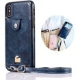 thumbnail image 1 of PU Leather Wallet Case for iPhone Xs Max Necklace Lanyard Case Cover with Card Holder Adjustable Detachable Anti-Lost Neck Strap for Apple iPhone Xs Max,Blue, 1 of 8