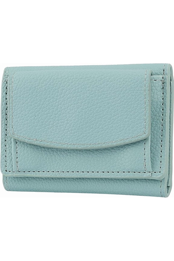 PU Leather Wallet Dark Sea Green Trifold Wallet Rectangle Pocket Wallet with Snap Button Compact Wallet Cash Slot Card Holders for Coin Loose Change Storage Card Organizer 7.5x3.9x0.5in Green