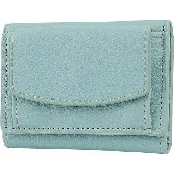 PU Leather Wallet Dark Sea Green Trifold Wallet Rectangle Pocket Wallet with Snap Button Compact Wallet Cash Slot Card Holders for Coin Loose Change Storage Card Organizer 7.5x3.9x0.5in Green