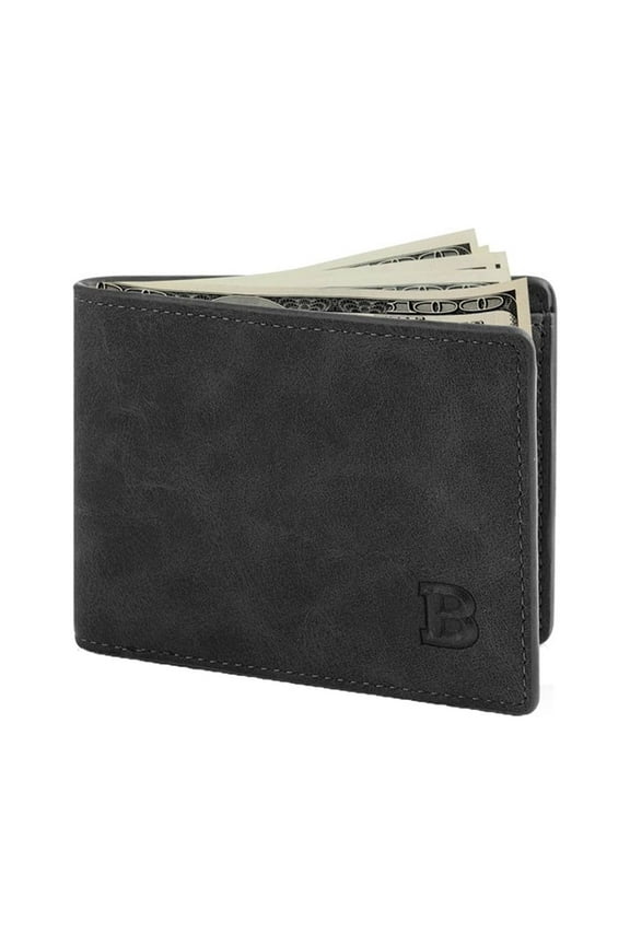 PU Leather Wallet For Men TSV Men's Bifold Wallet Slim Minimalist Front Pocket Wallet ID Window Card Case RFID Blocking Wallet With 6 Slots Slots Purse Black/Brown(Black)