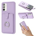 thumbnail image 1 of PU Leather Wallet Phone Case Compatible with Samsung Galaxy A13 4G,with Credit Card Holder 360° Rotating Ring Kickstand Shockproof Protective Rugged Phone Cover Snap Button Closure,Purple, 1 of 12