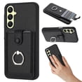 thumbnail image 1 of PU Leather Wallet Phone Case Compatible with Samsung Galaxy A14 5G,with Credit Card Holder 360° Rotating Ring Kickstand Shockproof Protective Rugged Phone Cover Snap Button Closure,Black, 1 of 12