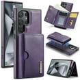 thumbnail image 1 of PU Leather Wallet Phone Case Compatible with Samsung Galaxy S24, with Card Holder 2 in 1 Detachable Back Cover for S24, RFID Blocking Kickstand Heavy Duty Classic Magnetic - Purple, 1 of 11