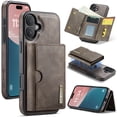 thumbnail image 1 of PU Leather Wallet Phone Case Compatible with iPhone 16 Plus, with Card Holder 2 in 1 Detachable Back Cover for iPhone 16 Plus, RFID Blocking Kickstand Heavy Duty Classic Magnetic - Coffee, 1 of 11