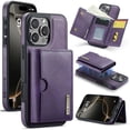 thumbnail image 1 of PU Leather Wallet Phone Case Compatible with iPhone 16 Pro Max, with Card Holder 2 in 1 Detachable Back Cover for iPhone 16 Pro Max, RFID Blocking Kickstand Heavy Duty Classic Magnetic - Purple, 1 of 11