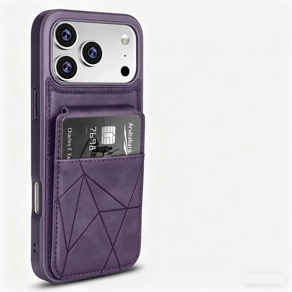PU Leather Wallet Phone Case Compatible for iPhone 17 Pro Max Case with Card Holder Slots & Back Flip Kickstand, Premium PU Leather TPU Bumper Shockproof Back Cover for iPhone 17 Pro Max, Purple