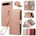 thumbnail image 1 of PU Leather Wallet Phone Case for Google Pixel 9 / 9 Pro Flip Case with Card Holder, RFID Blocking Wallet, Zipper, Wristband & Kickstand, Shockproof Rugged Crossbody Phone Case Cover,Rosegold, 1 of 8