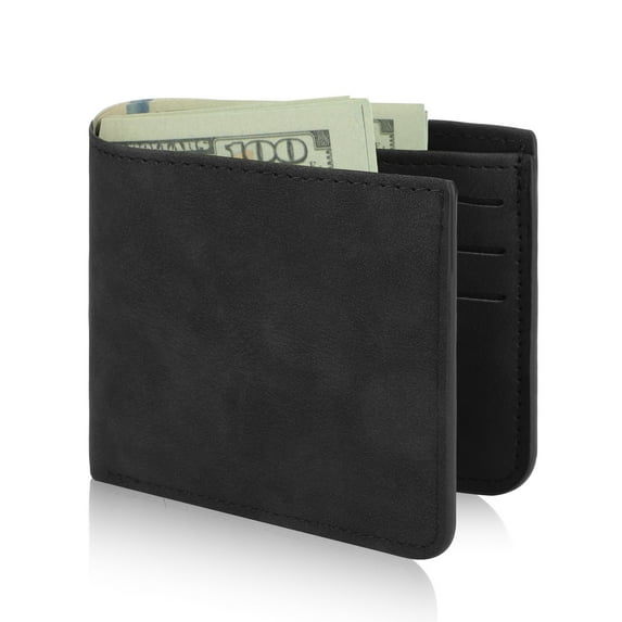 PU Leather Wallet for Men, TSV Slim Bifold Wallet, Vintage Minimalist Purse with Multiple Slots