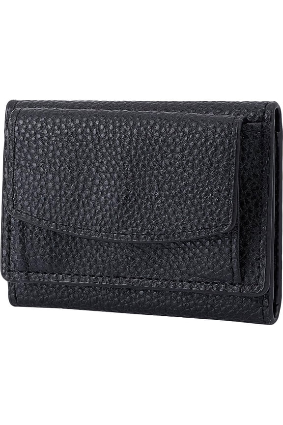 PU Leather Wallets Card Organizer Black Compact Trifold Wallet Pocket Wallet with Snap Button Cash Slot Card Holders for DIY Coin Loose Change Storage ID Card Business Card Purse 7.5x3.9x0.5in