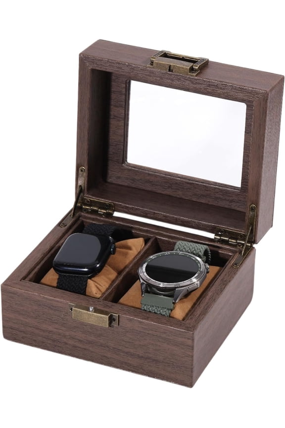 PU Leather Watch Organizer Case Brown Watch Storage Box Jewelry Storage Box
