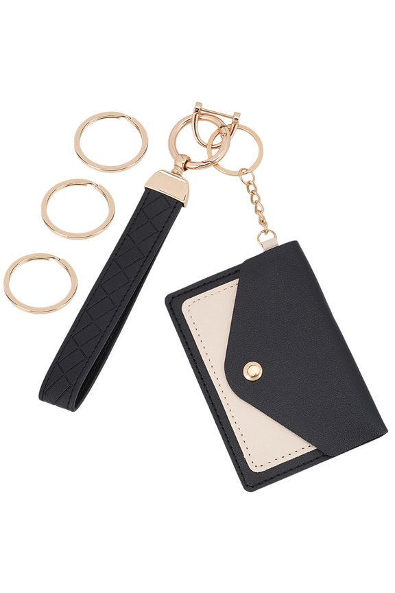 PU Leather Wristlet Keychain for Women White Leather Wrist Car Key Chain Wallet DIY