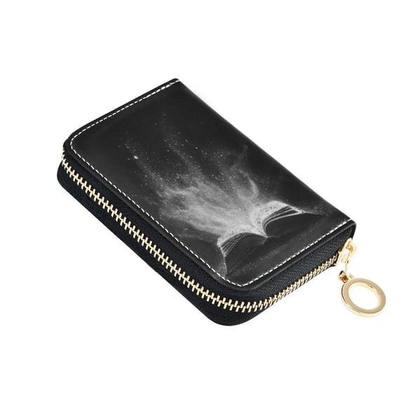PU Leather Zip Card Holder Women's Card Case Zipper Card Case Compact & Lightweight Open Book