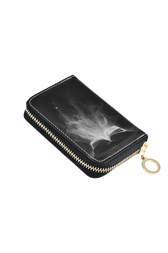 PU Leather Zip Card Holder Women's Card Case Zipper Card Case Compact & Lightweight Open Book