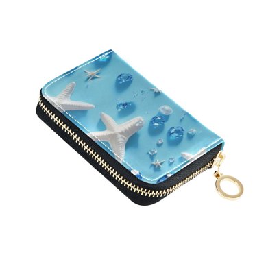 Cute Cat Pattern Card Holder Wallet - Accordion Zipper Case With Paw Pendant, Tri-fold Design