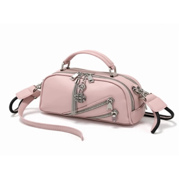 PU Leather Zipper Accent Handbag – 10 Color Options, 23×10×18 cm Casual Shoulder Bag for Women