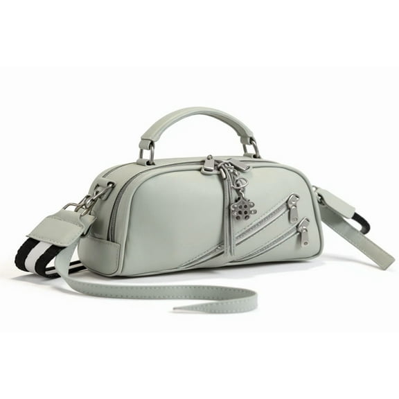 PU Leather Zipper Accent Handbag – 10 Color Options, 23×10×18 cm Casual Shoulder Bag for Women