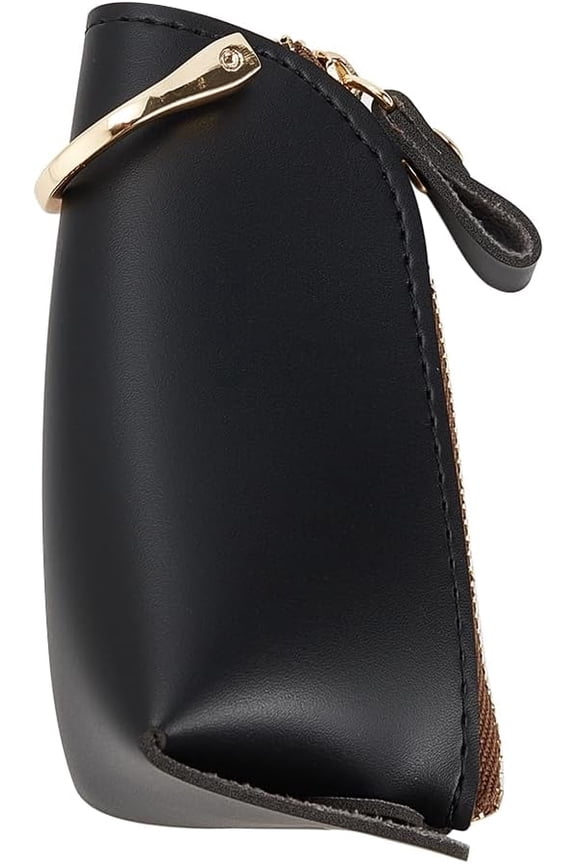 PU Leather Zipper Car Key Case with Zinc Alloy Clasp Black 138mm