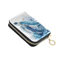 thumbnail image 1 of PU Leather Zipper Card Case Credit Card Holder Small Wallets Blue Sea Turtle Pattern, 1 of 7