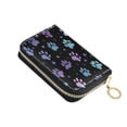 thumbnail image 1 of PU Leather Zipper Card Case Credit Card Holder Small Wallets Colorful Dog Paw Prints, 1 of 7