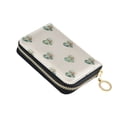 thumbnail image 1 of PU Leather Zipper Card Case Credit Card Holder Small Wallets Emerald Green Hearts Pattern, 1 of 7